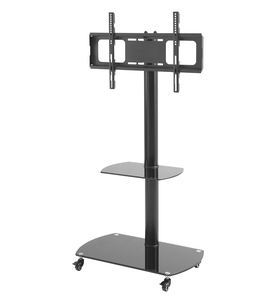 壁に取り付けられたフローティングTVスタンド隠しストレージ高さ調整可能なローリングTVスタンド付きのモダンなメディアコンソールロックホイール付き - Product Image 2