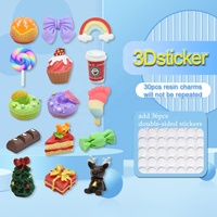 30 pièces/boîte vente chaude 3D autocollant dessin animé dos plat résine charme pour bricolage bouteille d'eau coque de téléphone accessoires de décoration