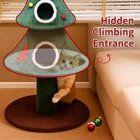 Arbre à chat en bois en gros avec cadre en bois, tour d'arbre de Noël, poteau à gratter en sisal, condo en peluche et plateformes multi-niveaux pour chats OEM