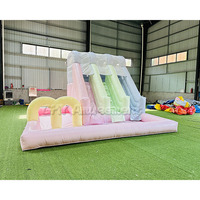 Toboggan gonflable blanc à double voie robuste pour enfants