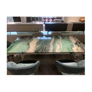 <span class=keywords><strong>Tavolo</strong></span> da Pranzo di Lusso in Pietra Naturale Personalizzato, Rettangolare Verde in Cristallo di Fuchsite e Quarzite, <span class=keywords><strong>Senza</strong></span> Base a Piedistallo - Product Image 4
