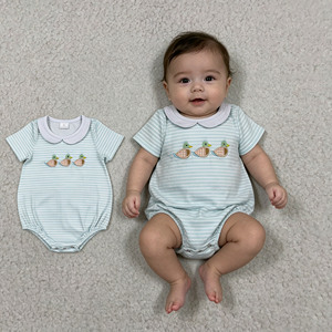 RTS Boutique Little Brother Mallard Ducks Print Cotton Spandex Spring Autumn Baby Clothes Wholesale Toddler Bubble Baby Bodysuit - Product Image 3