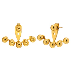 Boucles d'oreilles à clous réglables plaquées or, en acier inoxydable, avec perles, pour femmes - Product Image 1