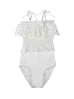 Maillot de bain deux pièces pour filles à taille froncée, ensemble bikini froncé avec liens latéraux ajustables