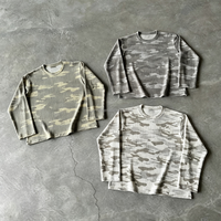 T-shirt en coton épais personnalisé avec impression intégrale camouflage, manches longues gaufrées, style streetwear – Fabricants