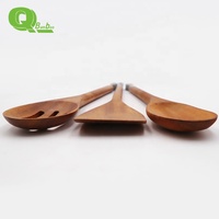 Ensemble d'ustensiles de cuisine 3 pièces en bois traditionnels écologiques pince à salade et outils de rangement pour ustensiles de cuisine