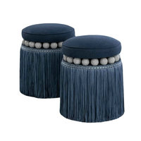 Pouf ottoman moderne style ferme avec franges, tabouret en suède, chaise pouf à pompons, banc à chaussures élégant pour salon