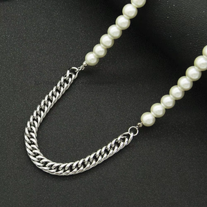 Collarbone Chain, Hip Hop Trendy Wear With Pearl Splicing Necklace Accessories Tanjing Fashion Lijing Necklace - Product Image 3