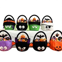 Sac de bonbons d'Halloween en gros, seau à bonbons en peluche en forme de citrouille, cadeau de fête, logo personnalisé, seau d'Halloween réutilisable