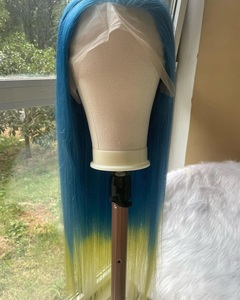 Parrucca Frontale in Pizzo Ombre <span class=keywords><strong>Blu</strong></span> e Giallo con Capelli Umani, 13*4, Onde Profonde, Senza Colla, per Vendita all'Ingrosso - Product Image 2