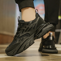 Chaussures de sport pour hommes en promotion : Nouveaux modèles de baskets noires épaisses, chaussures de course et de mode pour hommes
