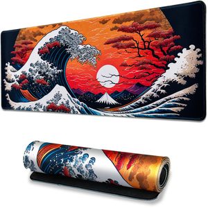 Grand tapis de souris de jeu XXL en caoutchouc antidérapant pour vagues de <span class=keywords><strong>la</strong></span> mer japonaises pour tapis de bureau à domicile - Product Image 1