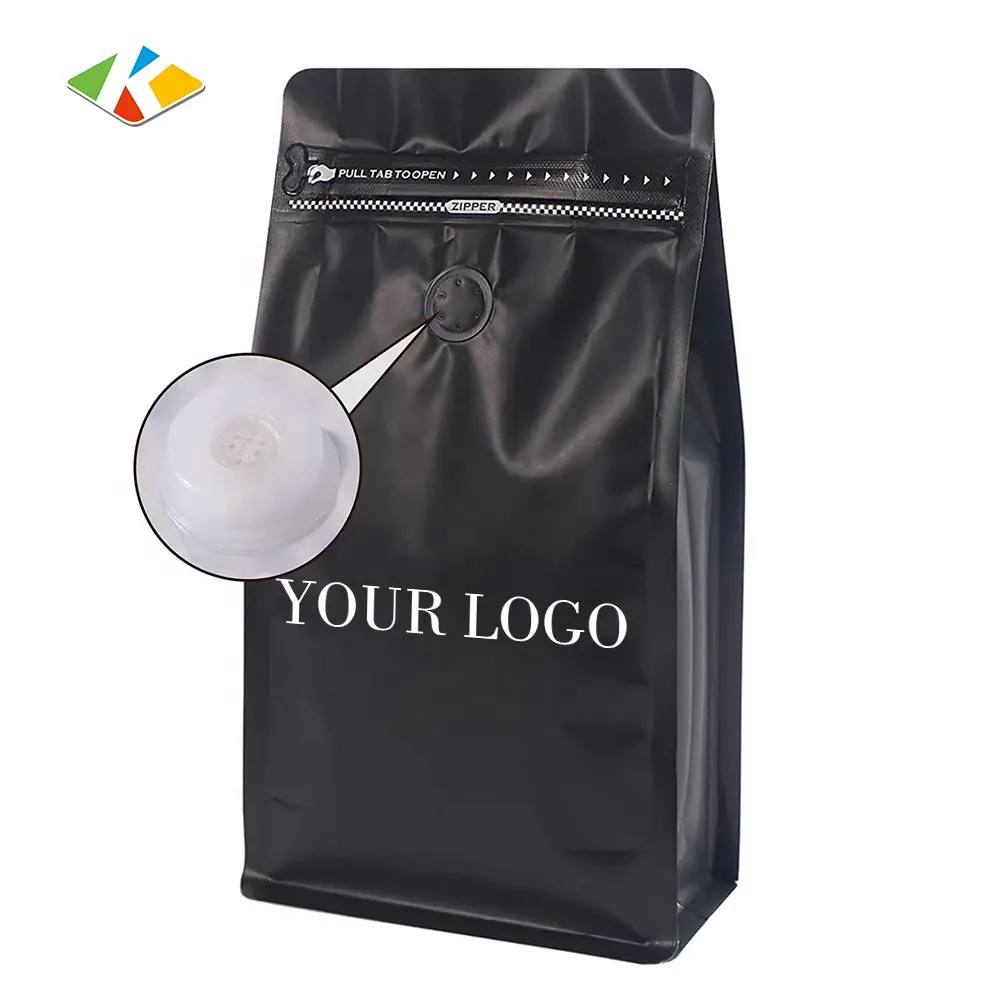 Bolsa de café de fondo plano, 250g, 500g, 1kg, bolsas de café vacías personalizadas, bolsas de embalaje de granos de café