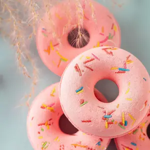 Colorful Salt Dessert Bath Yellow Doughnut Ring Inside Toys Disk Bath Bomb