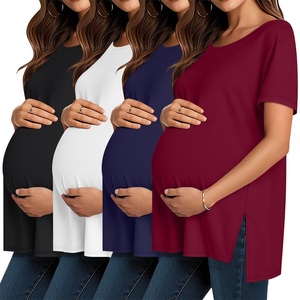 Vêtements pour femmes enceintes au design uni, t-shirts pour femmes enceintes, logo personnalisé, t-<span class=keywords><strong>shirt</strong></span> décontracté surdimensionné personnalisé OEM pour femmes enceintes - Product Image 1