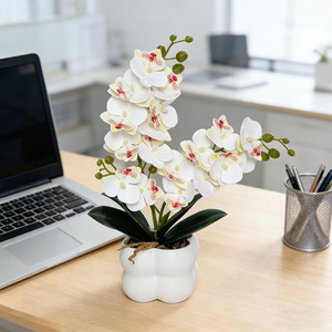 2 Ramas de 18 Flores, Orquídea Phalaenopsis Artificial, Bonsái, Adorno Creativo de Escritorio, Planta Artificial en Maceta para Decoración del Hogar - Product Image 3