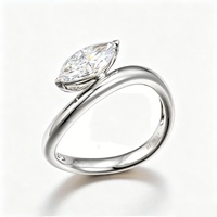 Bague en or blanc massif 18 carats avec diamant de laboratoire taille marquise, solitaire, bijou de fiançailles unisexe de luxe, certifié IGI