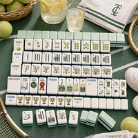 Jeu de Mahjong Américain Personnalisé Thème Club de Tennis Tuiles Vintage Motifs Country Club Ensemble de Jeu de Mahjong pour Soirée Familiale à Domicile