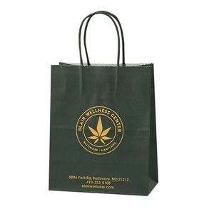 Bolsa de Papel Kraft Blanca Impresa en Negro y Verde con su Logotipo, Bolsas de Regalo y Envío con Asa - Product Image 5