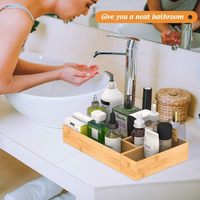 Organisateur de rangement multifonctionnel rectangulaire en bambou artisanal moderne - Grande capacité pour les ustensiles de cuisine et les fournitures de bureau