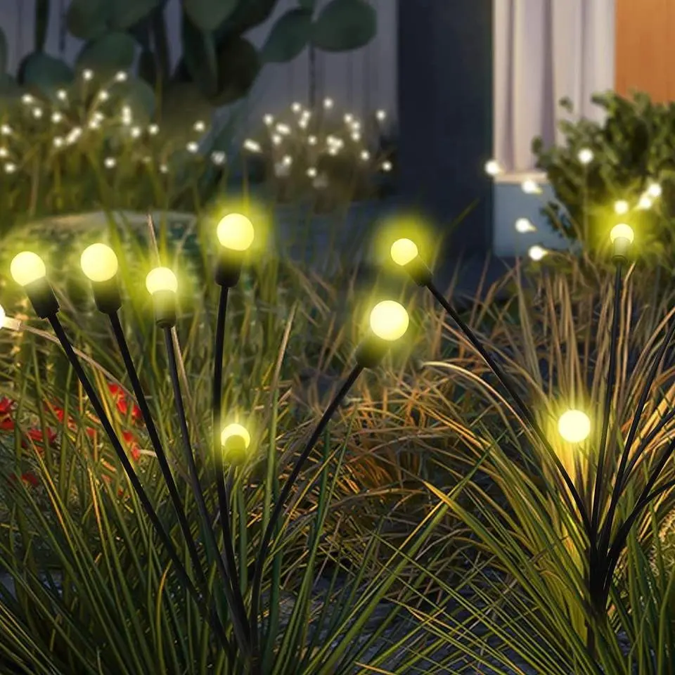 Kanlong High quality solar lights outdoor H70cm garden firefly stake light with 6 or 8 or 10 warm LED per each