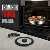 Ensemble de casseroles et poêles en acier inoxydable ANMEI OEM, poignées amovibles, empilables pour gagner de la place, idéal pour les petites cuisines, les dortoirs et les appartements