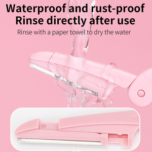 Nouveauté 2025 - Mini rasoir facial pliable en acier inoxydable - Lame arrondie - <span class=keywords><strong>Tondeuse</strong></span> à sourcils portable pour le rasage et le maquillage des femmes - Product Image 5