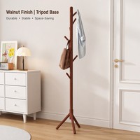 Porte-manteau sur pied en bois de hêtre, design branche d'arbre, gain de place, avec 8 crochets, pour entrée, chambre, bureau, bureau renforcé