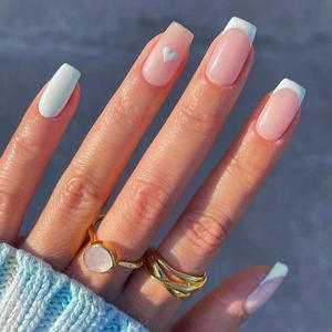 Faux ongles en ABS, style papillon bleu <span class=keywords><strong>pastel</strong></span> et diamant, mignons et frais, thème crème glacée estivale, à prix bas, vente en gros - Product Image 1