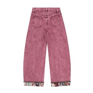 Vaqueros de <span class=keywords><strong>hombre</strong></span> con patchwork en contraste y corte curvo, holgados, estilo urbano, a la moda, lavados, de pierna ancha, casuales, largos - Product Image 3