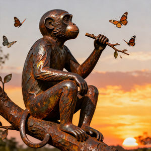 Statue en acier aux intempéries extérieure grandeur nature <span class=keywords><strong>trois</strong></span> <span class=keywords><strong>singes</strong></span> modèle coulé à la main pour la fête des pères Halloween décor 5mm mode pyramide - Product Image 6