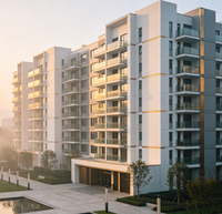 Comunidad de Apartamentos con Estructura de Acero 4F-15F, Viviendas Prefabricadas Equipadas con Jardín Público, Estacionamiento y Servicios Auxiliares