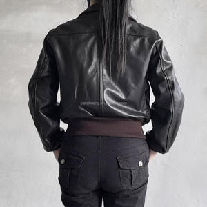 جاكيت للدراجات النارية شوت G1 بحجم الولايات المتحدة ، جاكيت نسائي من جلد طبيعي بني وياقة من الجلد الطبيعي قابلة للفصل - Product Image 5