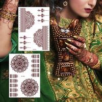Autocollants de tatouage au henné temporaire réaliste indien, faciles à appliquer, non irritants, imperméables, écologiques, pour le visage et le corps – Superbe !