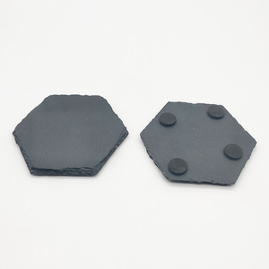 Vente en gros Sous-verres en vrac en pierre ardoise noire antidérapante pour boisson gravée Boîte cadeau ronde vierge - Product Image 5