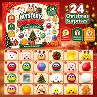 Calendrier de l'Avent de Noël : Boîte Mystère Surprise de Jouets Squishy en Forme de Dumpling et de Boulette Vapeur à la Maltose, Anti-stress à Presser