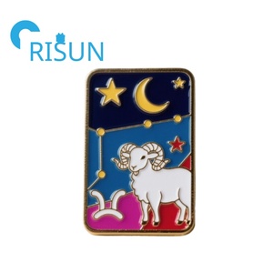 Astrologia capricorno Libra Aries spilla stropicciante segno astrologico costellazione spille in smalto distintivi personalizzato stella segno zodiacale - Product Image 2