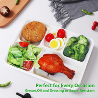 Assiettes jetables écologiques biodégradables compostables à 5 compartiments en bagasse de canne à sucre de 10 pouces, imprimées sur mesure pour le déjeuner scolaire
