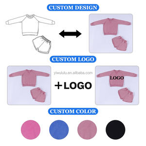 Classic Fall Winter Boys Girls Neutral Cotton Long Sleeve Sweatshirts Short Pants Baby <strong>Kids</strong> Boxy Solid Color Clothing Sets - Product Image 5