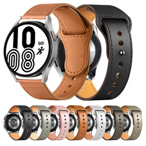 20mm 22mm PU Leather Band Strap For Samsung Galaxy Watch 3 4 44mm 46mm Active 2 40mm Gear S3 Bracelet Huawei Watch GT Belt Band