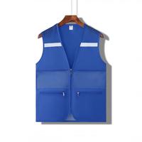 Gilet décontracté unisexe d'été en toile respirante tricotée en polyester avec col en V, fermeture éclair, doubles poches et séchage rapide