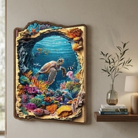 3D-головоломка из дерева: Морская черепаха, коралловый риф, медуза, морская звезда. Подводный мир. Лазерная резка, 5 мм, матовая отделка. Подарочная коробка. Игрушка для самостоятельной сборки.