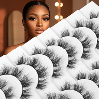 NOUVEAU Lot de 10 paires de faux cils œil de chat faits main, sans cruauté, effet vison 8D, longs, épais et volumineux, pour un look spectaculaire