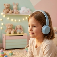 Casque Bluetooth pour enfants avec ANC et micro, pliable pour tablette, ordinateur portable, PC
