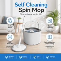 Ensemble serpillière électrique auto-nettoyante et seau avec tête rotative à 360° et séparation eau sale/eau propre pour le nettoyage des sols domestiques