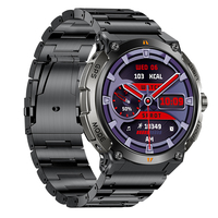 Montre connectée AK17G pour hommes, écran 1,43 pouces, mémoire 128 Mo, Bluetooth 5.3, appels, GPS intégré, boussole, plus de 100 sports, étanche IP68, bracelet en silicone