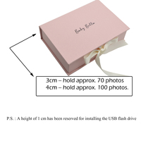 Personalized Pink Recyclable Stamping Kraft Paper Rigid Boxes Wedding Keepsake for 4x6 5x7 A4 8X10 Inch Square Shape with Ribbon