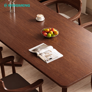 Wooden Dining Table <b>Set</b> Oblong Modern Minimalist Design Durable Wood Frame 6 Seats <b>Restaurant</b> Furniture - Product Image 1