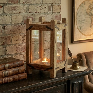 Handmade Wooden <b>Candle</b> Lantern <b>Square</b> Vintage Style Home Decoration Votive <b>Candle</b> Holder Rustic Farmhouse Decor - Product Image 1