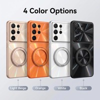 Untuk S26 Ultra Pola CD Warna Gradasi Bracket Magnetik Perekat Plastik Casing Ponsel S25 Plus Horizontal